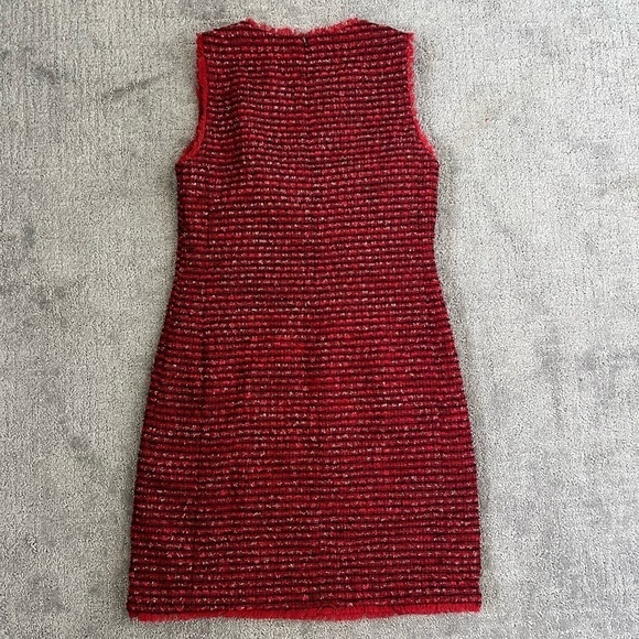 Ann Taylor Red Metallic Tweed Fringe Sheath Dress - Picture 6 of 6
